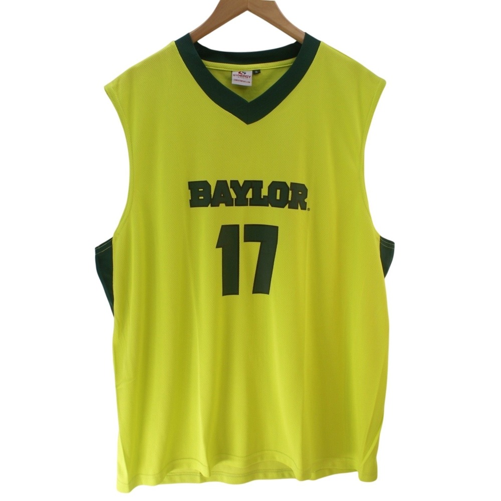 Synergy Imports Baylor University BU #17 Mens XL Basketball Jersey Neon Yellow
